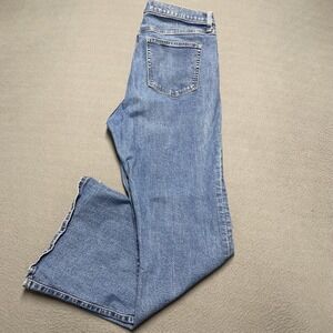 Gap Denim Jeans Womens 14/32R Blue 70s Flare High‎ Rise Stretch Dark Wash Retro